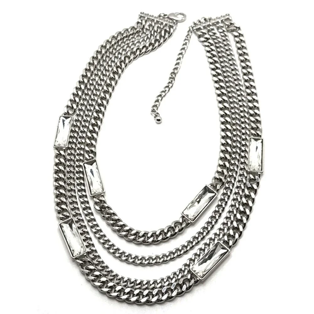 NWOT Lee Angel Neiman Marcus Crystal Multi Strand Station Necklace Statement 20
